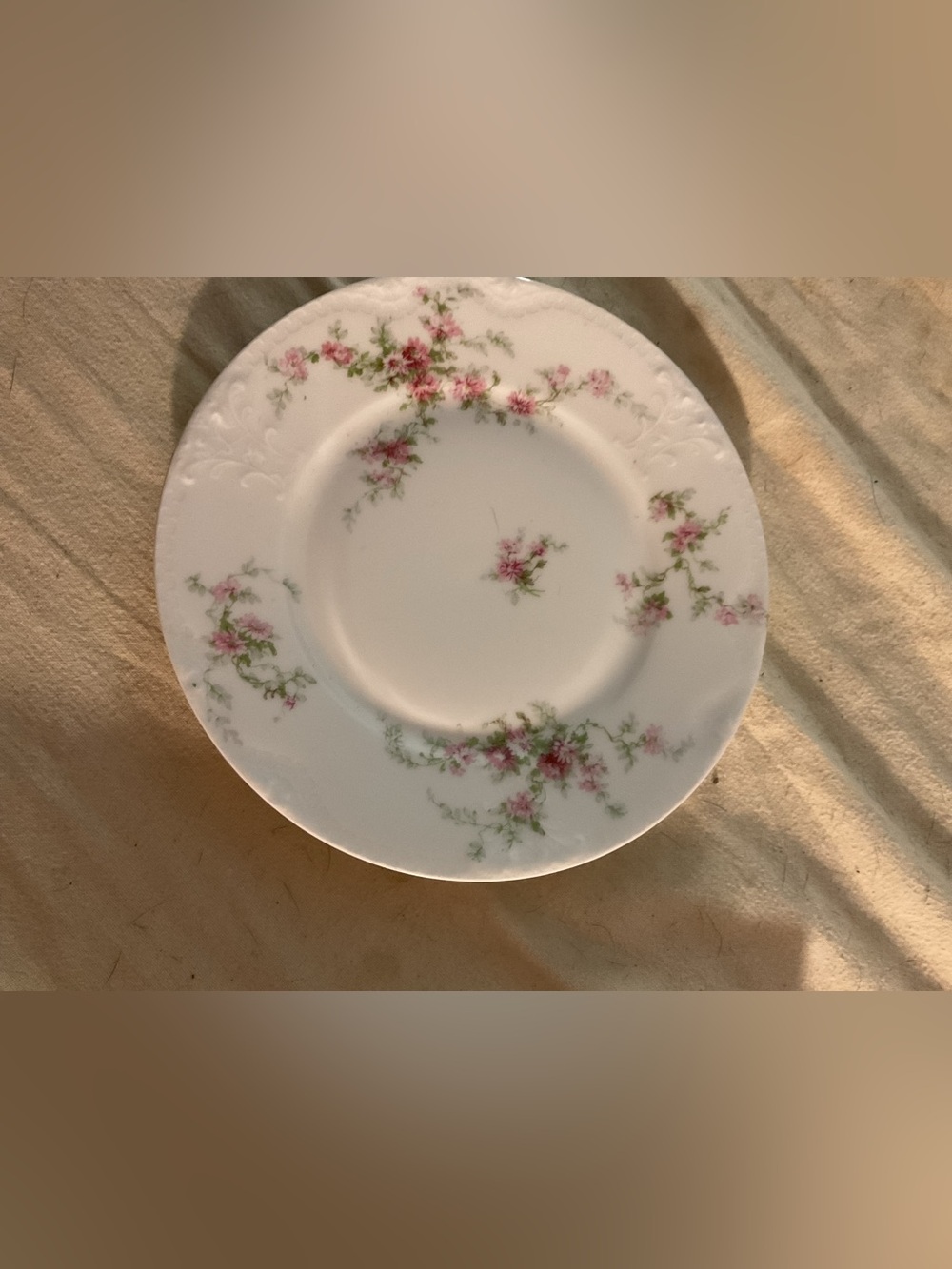 Vintage Theodore Haviland Limoges France Set of 4 Pink Roses Salad Plates 7.5 In